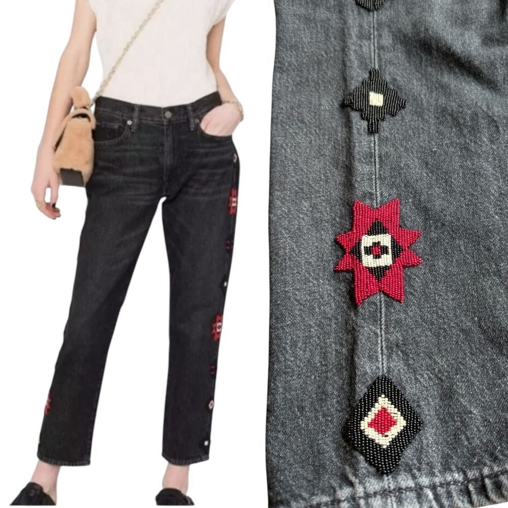 authentic Ralph Lauren Beaded embroidered Jeans 26 Small